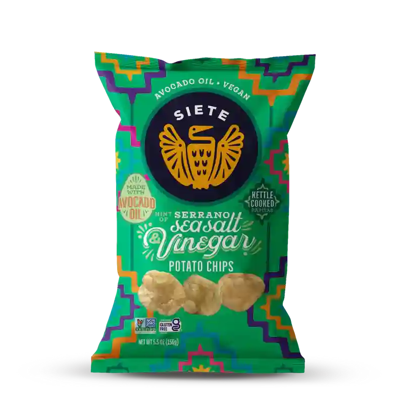 Siete Siete Sea Salt Vinegar Kettle Cooked Potato Chips Hit Of Serrano(1)United States 🇺🇸Explore